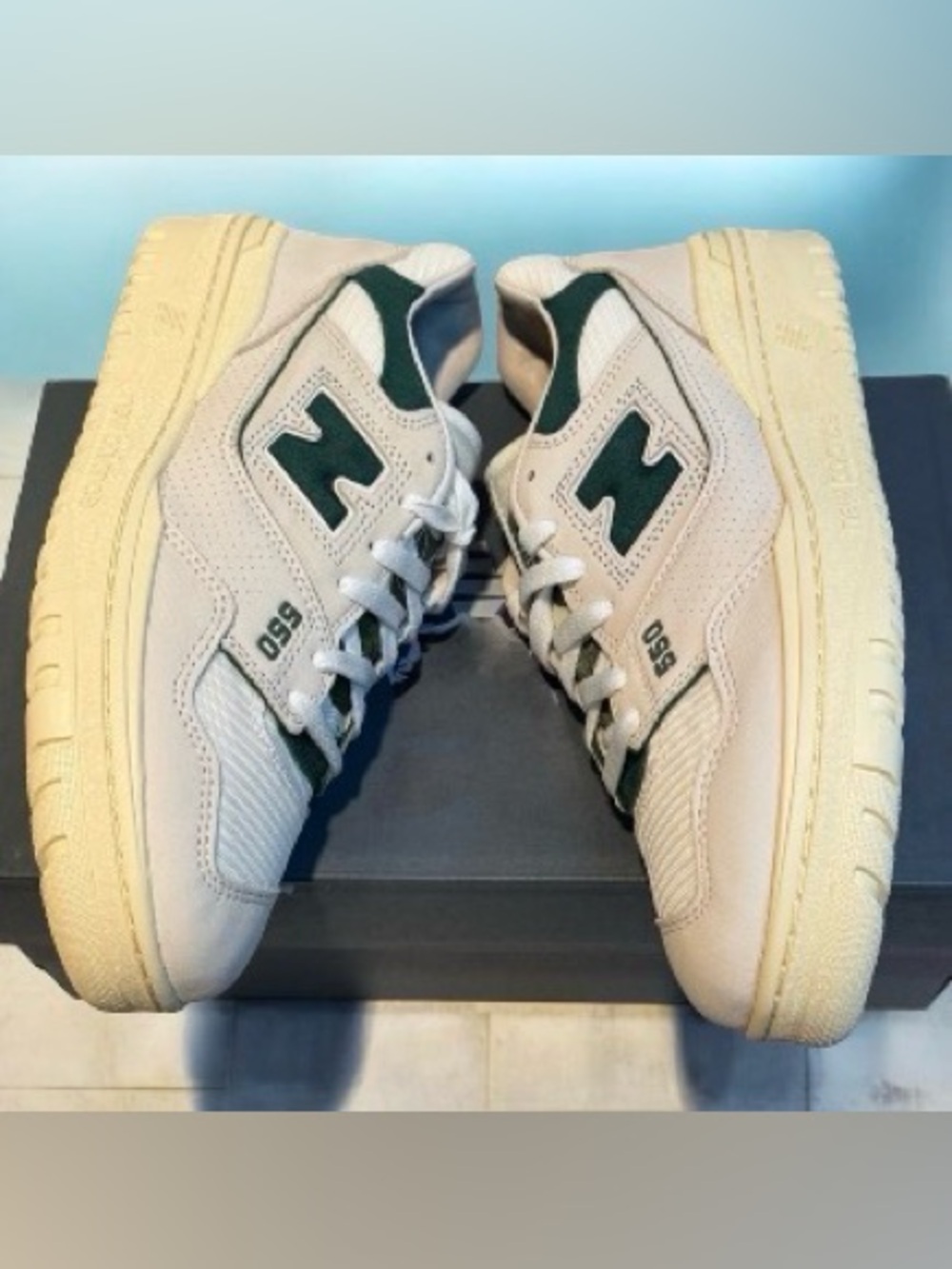 🆕 New Balance 550 Men's Beige and Green Sneakers
